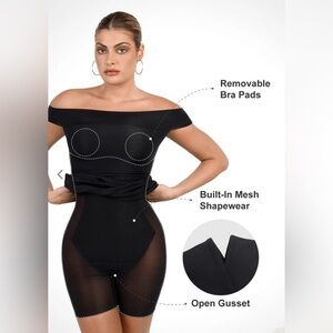 POPILUSH Shapewear Off-the-Shoulder Bodycon Mini Dress